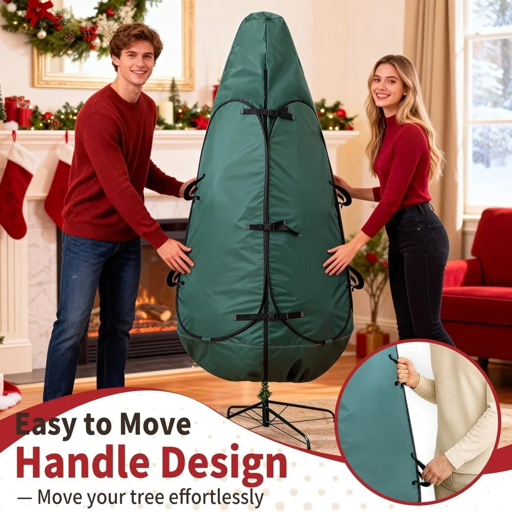 Upright Christmas Tree Storage Bag for 5-7.5 Ft Trees Steel Frame Carry‎ Handles